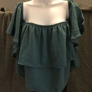 Size large womens sage off the shoulder top